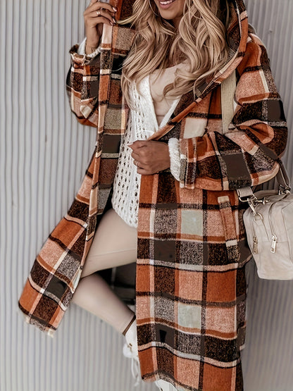Veste à capuche écossaise polaire avec poches zippées