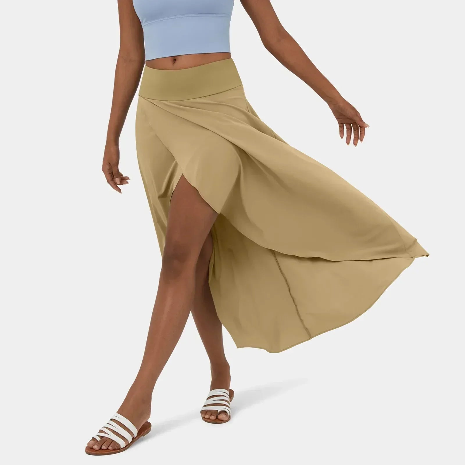 Jupe Longue Élégante pour Femme miel dorsal - PanierRoyale