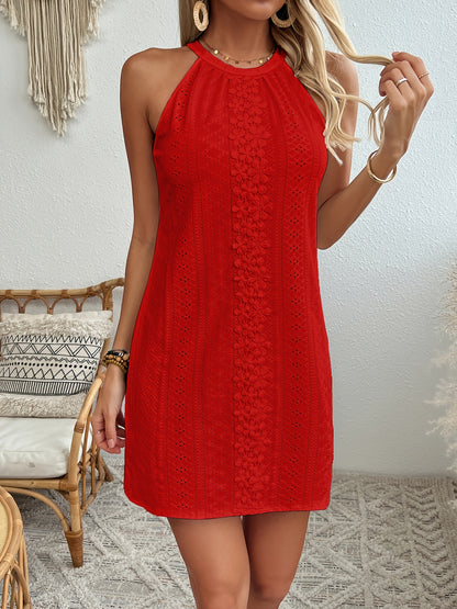 Elysea™ – Robe Femme Été Courte Chic à Bretelles Spaghetti Brodée