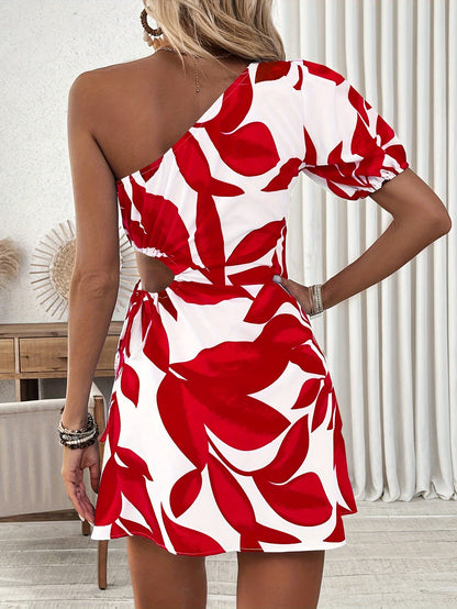 Elyssara™ – Robe Courte Femme Chic à Épaule Dénudée & Imprimé Floral