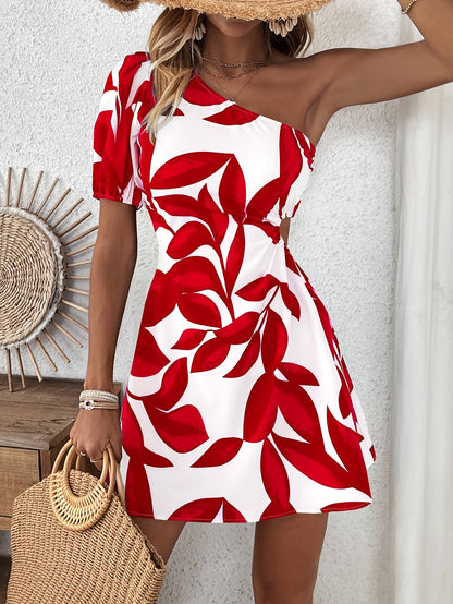 Elyssara™ – Robe Courte Femme Chic à Épaule Dénudée & Imprimé Floral
