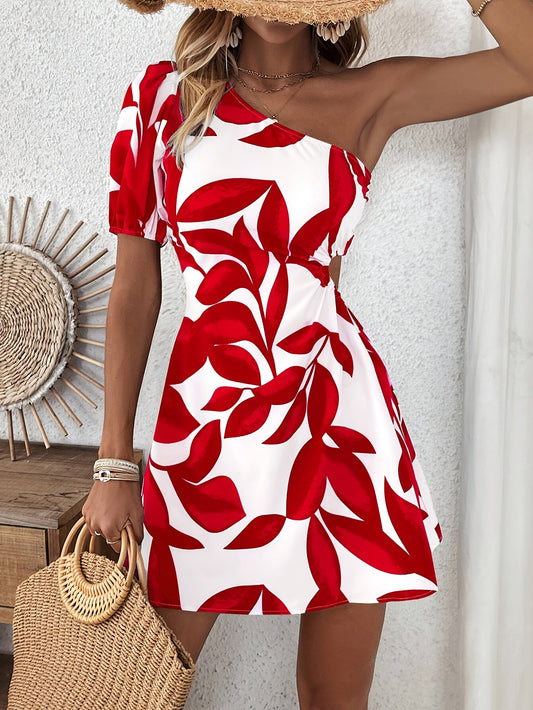 Elyssara™ – Robe Courte Femme Chic à Épaule Dénudée & Imprimé Floral