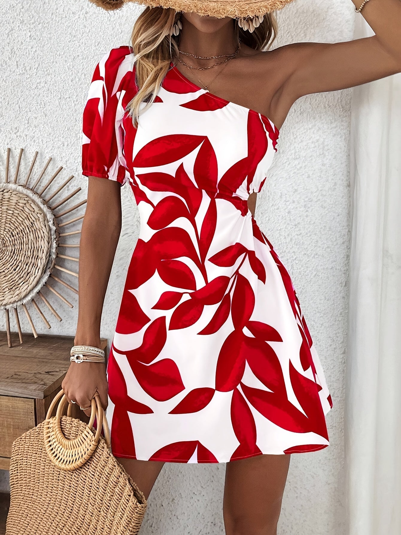 Robe Femme Courte Épaule Dénudée Imprimé Floral Été - PanierRoyale