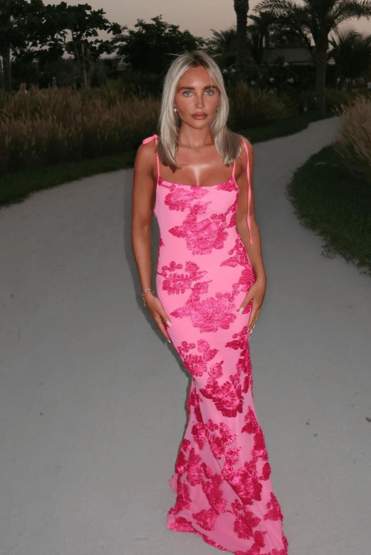 Robe Maxi Rose Élégante avec Décolleté - BerlinGlamour