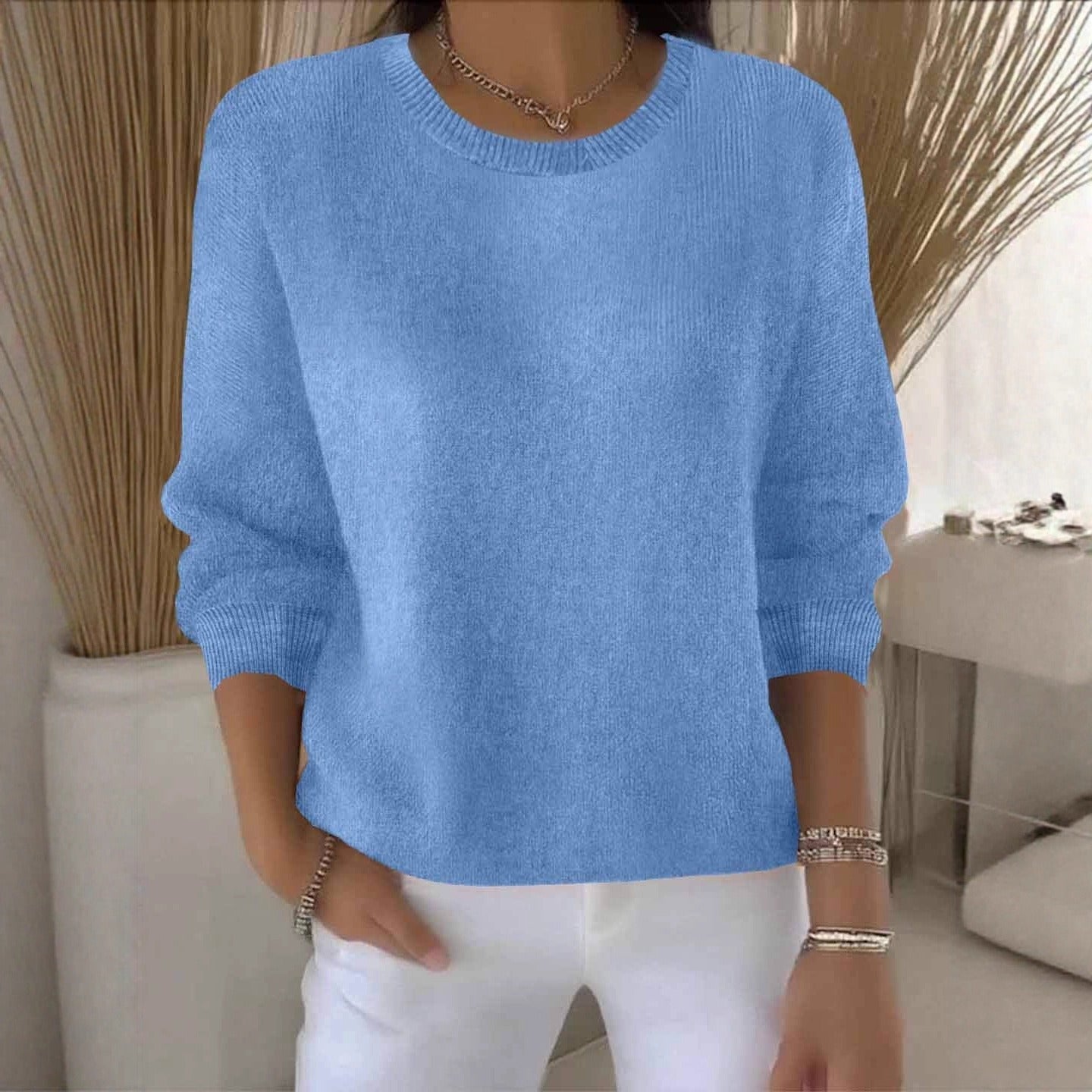 Pull Femme Tricot Doux Confortable Coupe Classique