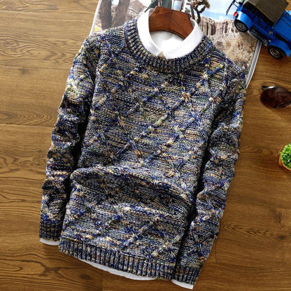Pull Homme Maille Épaisse Coupe Classique Confortable