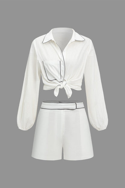 Robe Deux Pièces Élégante avec Détails Contrastes