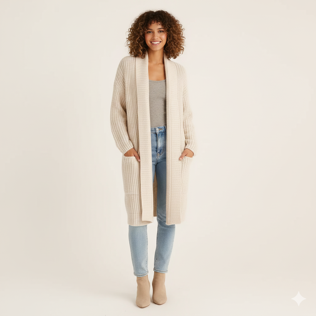 Cardigan Femme Tricoté Long et Élégant pour Femme