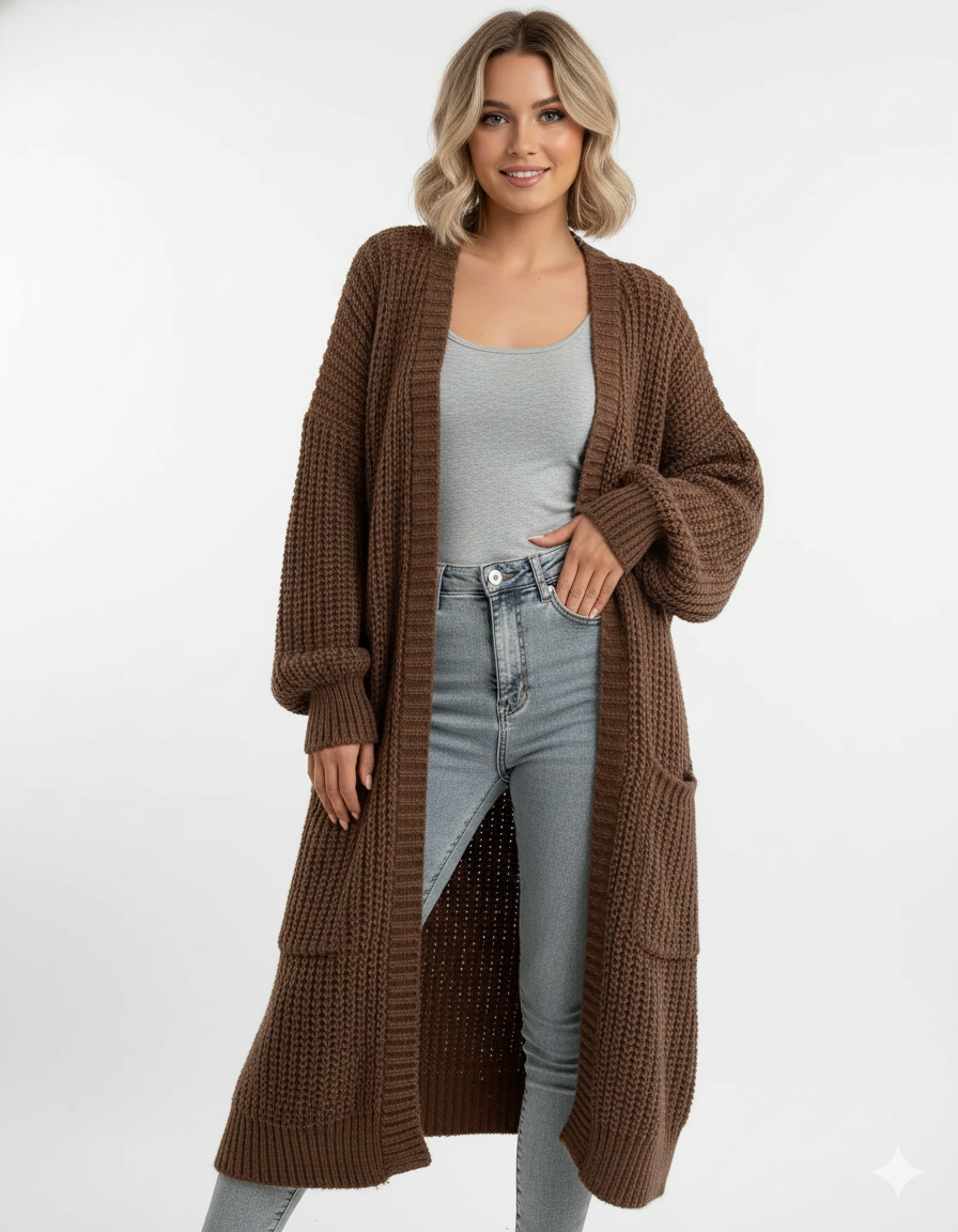 Cardigan Femme Tricoté Long et Élégant pour Femme