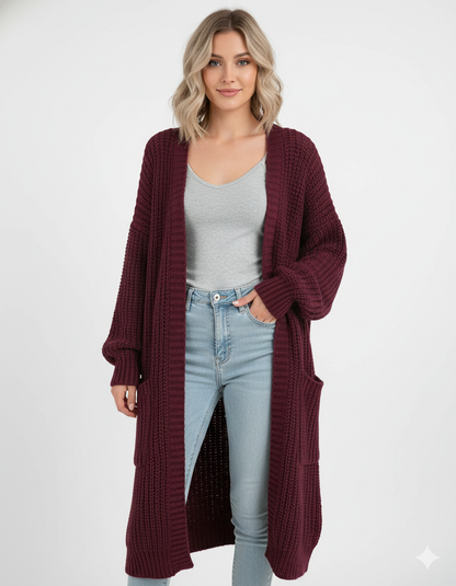 Cardigan Femme Tricoté Long et Élégant pour Femme