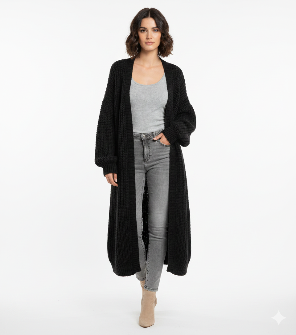 Cardigan Femme Tricoté Long et Élégant pour Femme