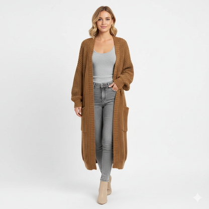 Cardigan Femme Tricoté Long et Élégant pour Femme