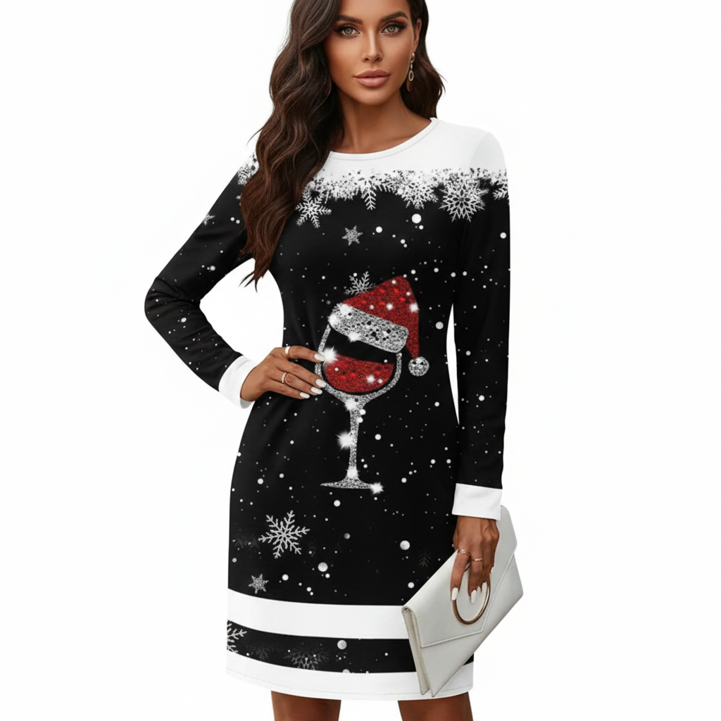 Robe de Fête Noël Rouge pour Femme - PanierRoyale
