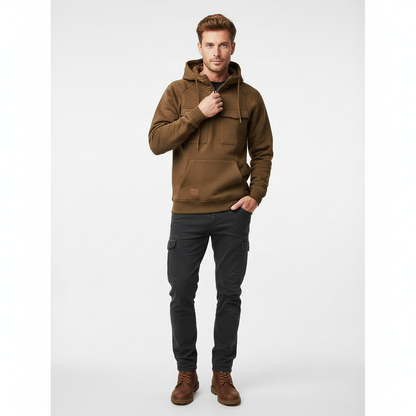 Sweat à Capuche Homme Décontracté - Hoodie Classique avec Poche Zippée