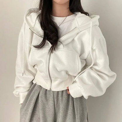 Sweat à capuche femme blanc pur et chaud - PanierRoyale