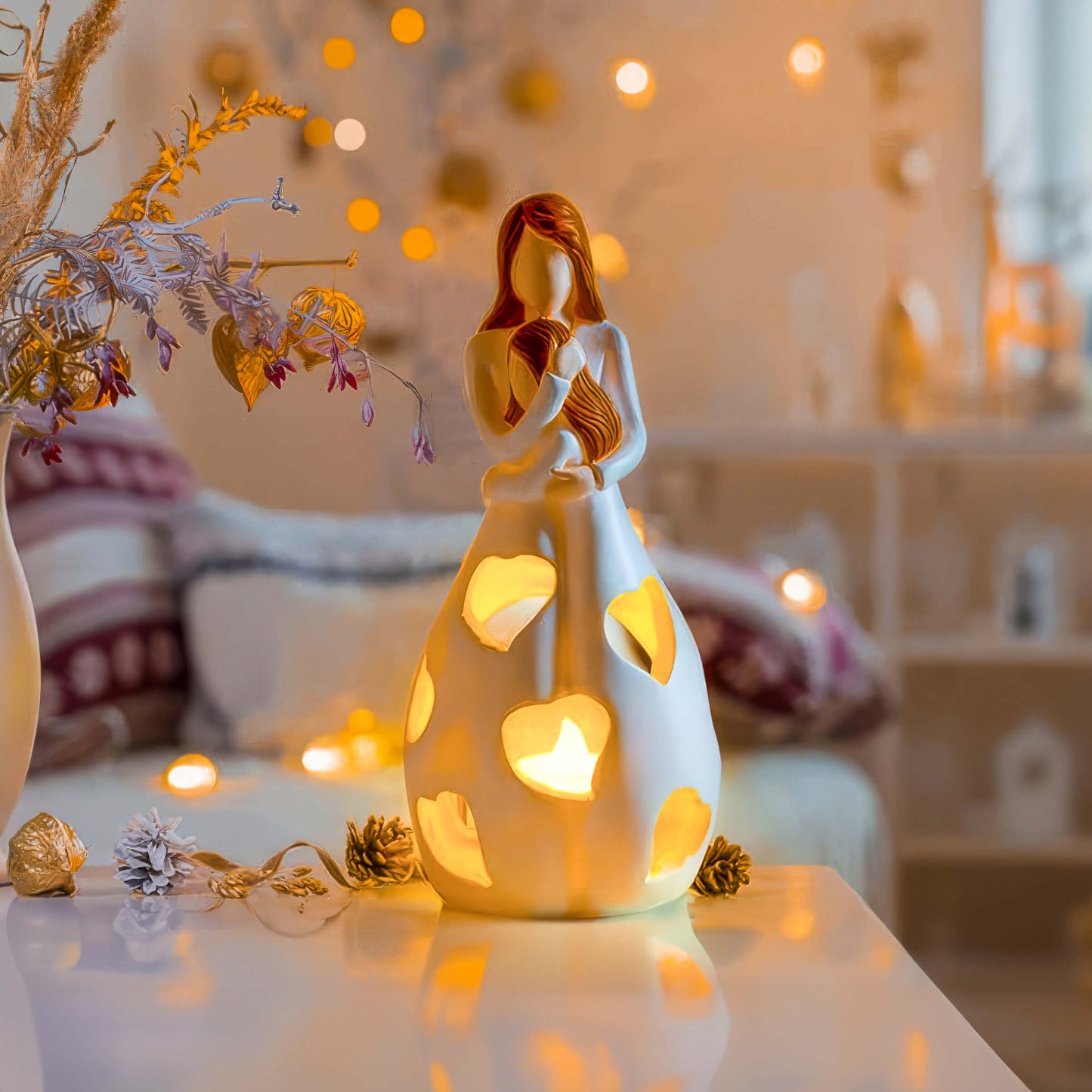 Éthéria™ – Lampe de Table Décorative Élégante en Résine Beige