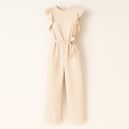 Robe Été Décolletée Beige pour Femme avec Ceinture en Détail - PanierRoyale
