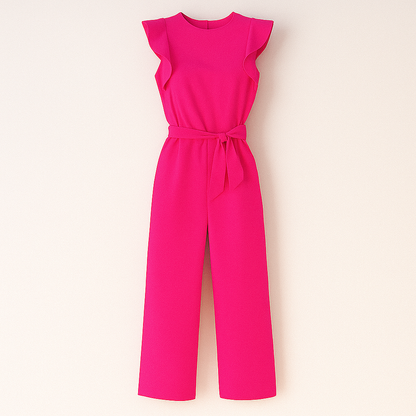Robe Été Décolletée Beige pour Femme avec Ceinture en Détail