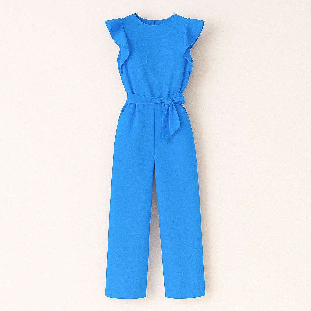 Robe Été Décolletée Beige pour Femme avec Ceinture en Détail