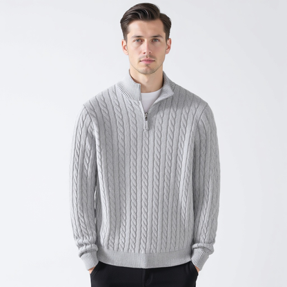 Pull Homme Élégant Col Montant en Laine Mélangée