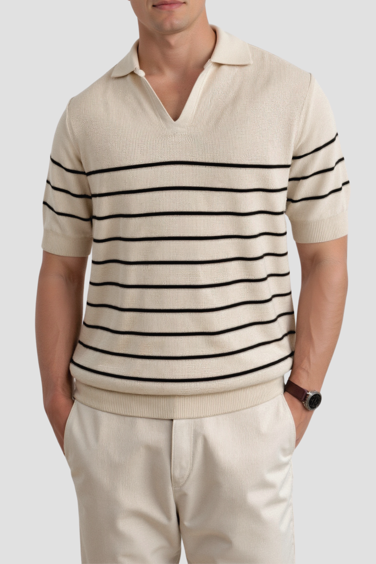 Chemise Polo Homme Rayée Manches Courtes Classique et Polyvalent