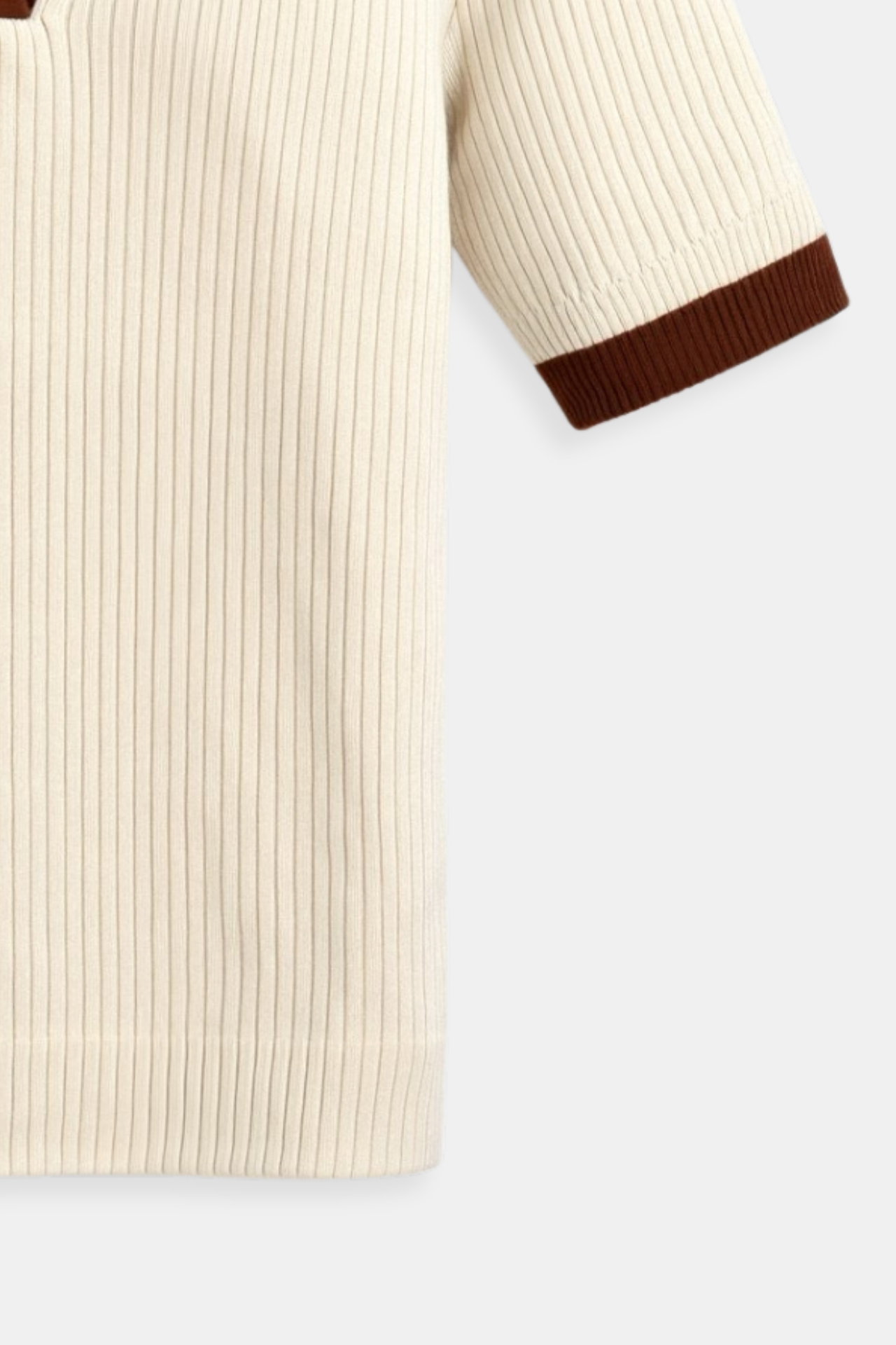 Polo Homme Col V en Côtelé à Manches Courtes