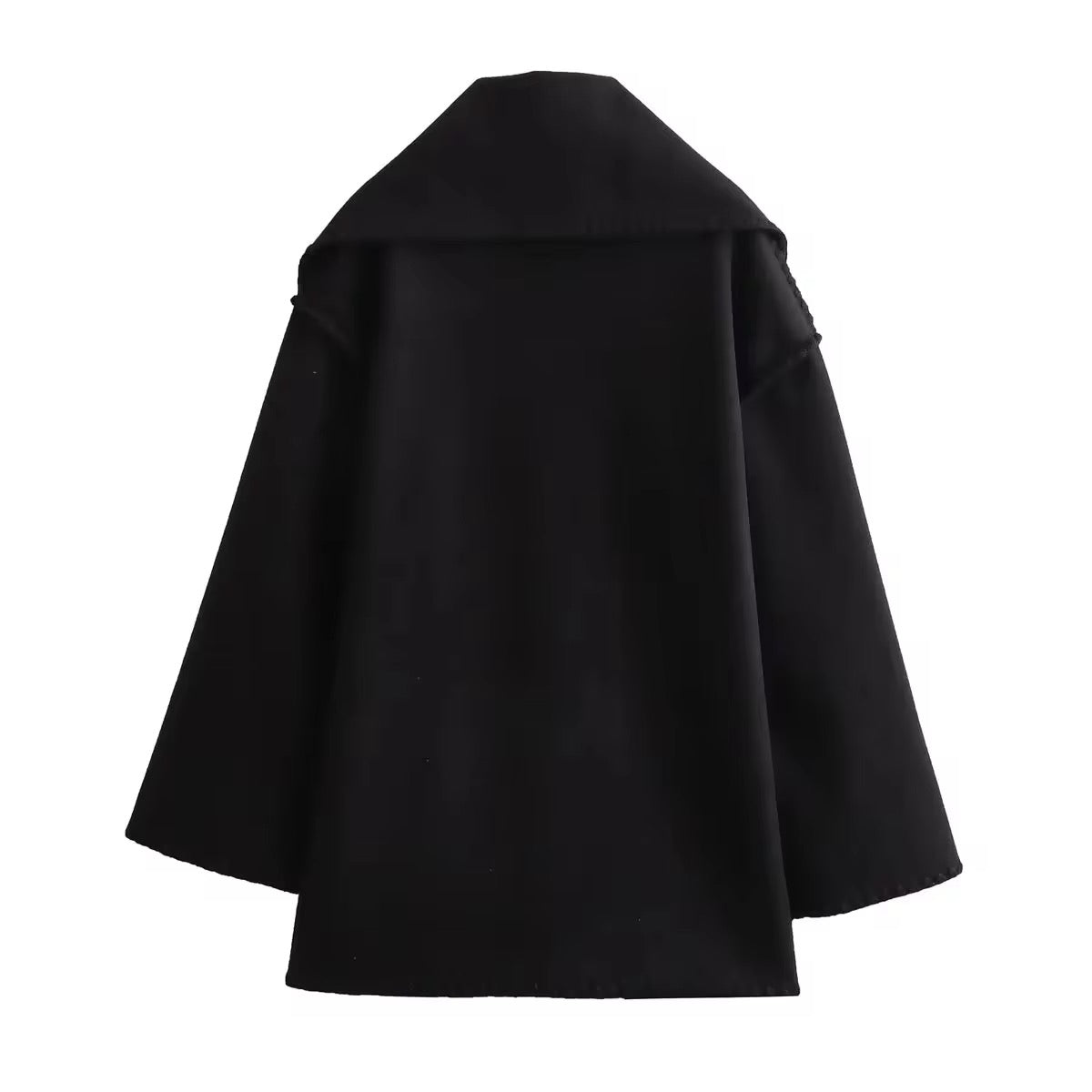 Manteau Femme Laine Tweed Col Rond Coupe Ample