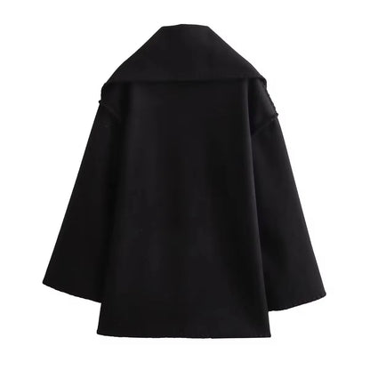 Manteau Femme Laine Tweed Col Rond Coupe Ample