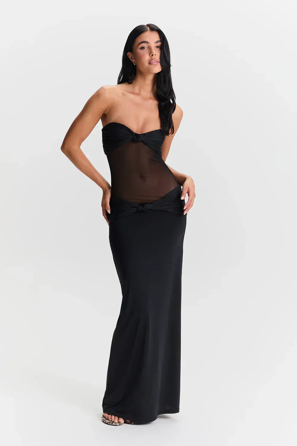 Robe Longue Femme Bustier Détail Mesh