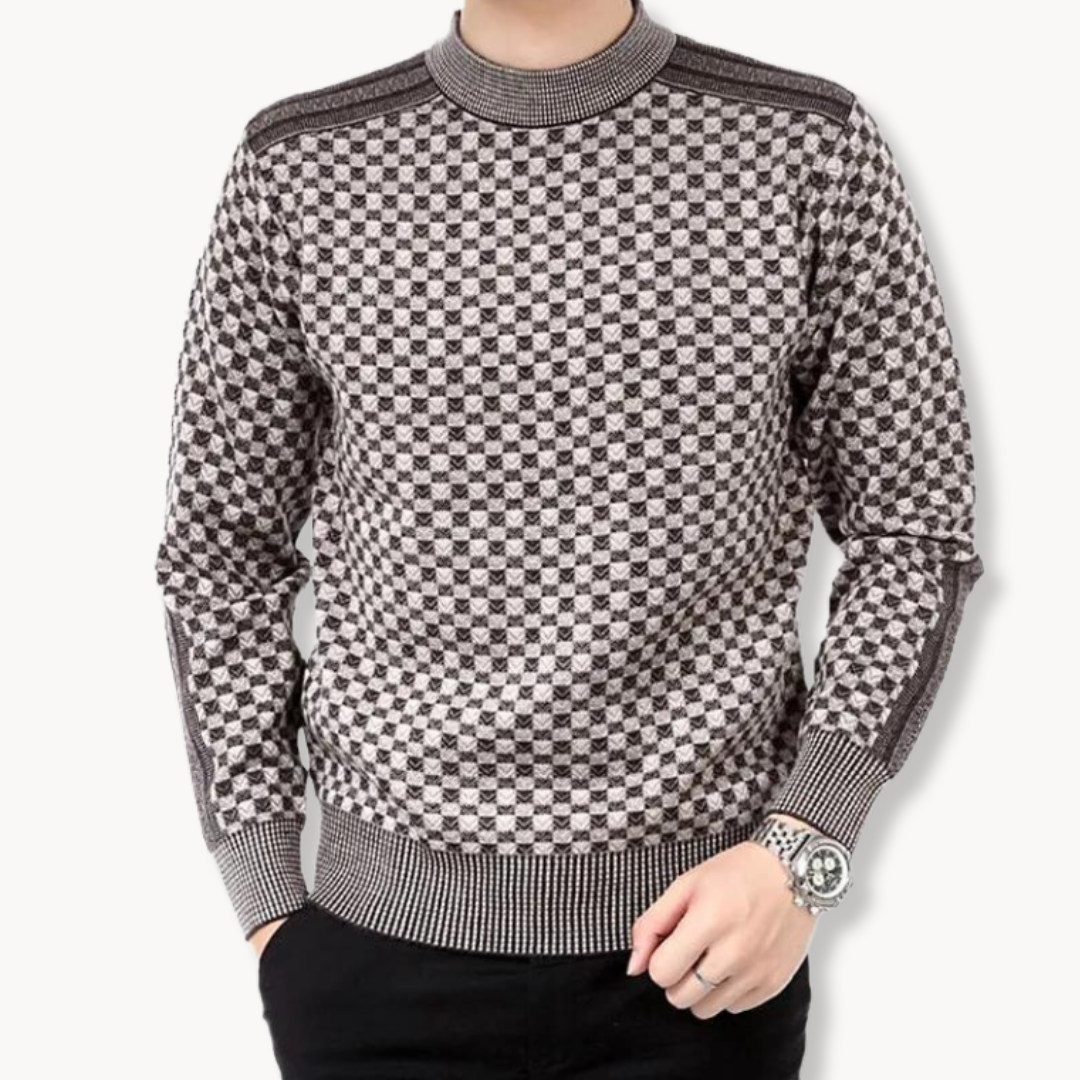 Pull en Maille à Carreaux Doux et Confortable - PanierRoyale