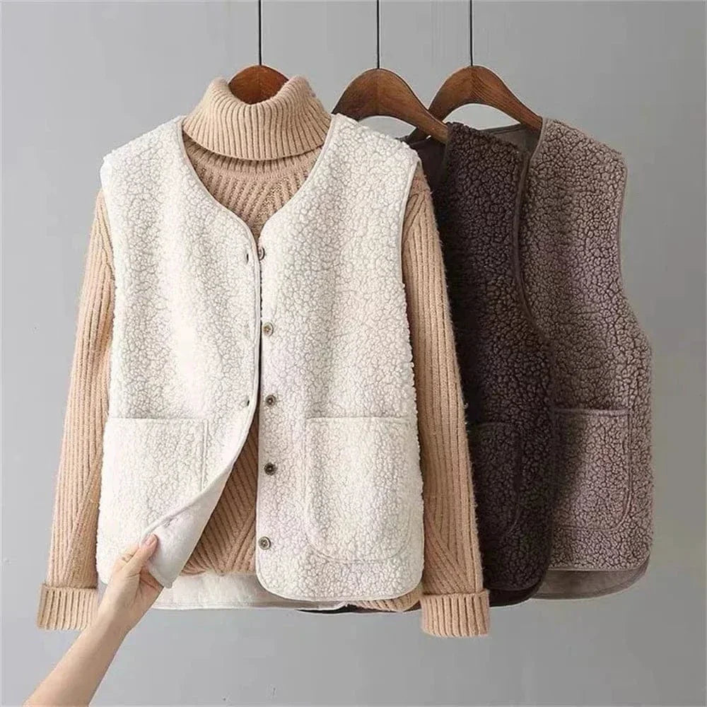 Gilet Femme Sans Manches Doux et Chaud pour Automne Hiver