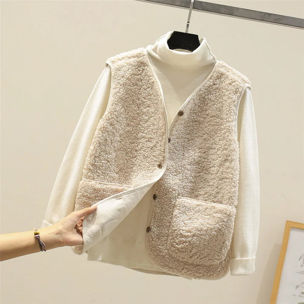 Gilet femme doux et léger sans manches effet peluche chaud - PanierRoyale