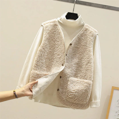 Gilet femme doux et léger sans manches effet peluche chaud - PanierRoyale