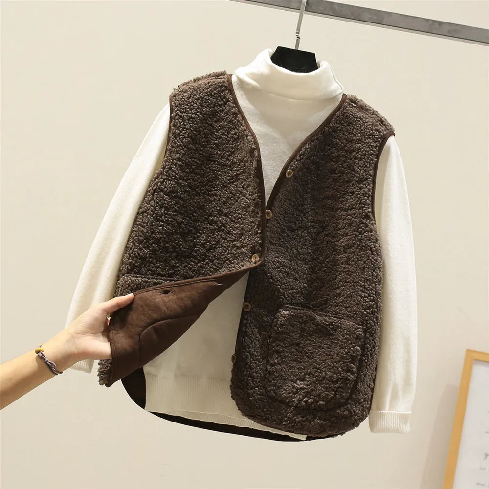 Gilet femme doux et léger sans manches effet peluche chaud