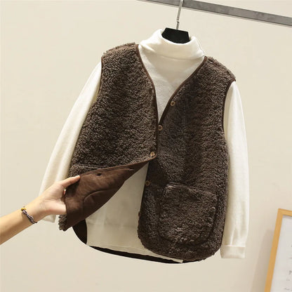 Gilet femme doux et léger sans manches effet peluche chaud