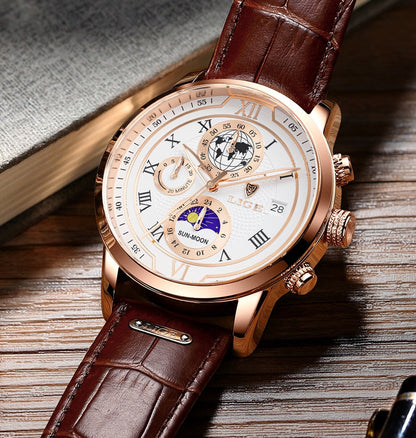 Montre Chronographe Cuir Homme Élégante