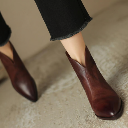 Bottine Femme Élégante en Cuir avec Talon Bloc