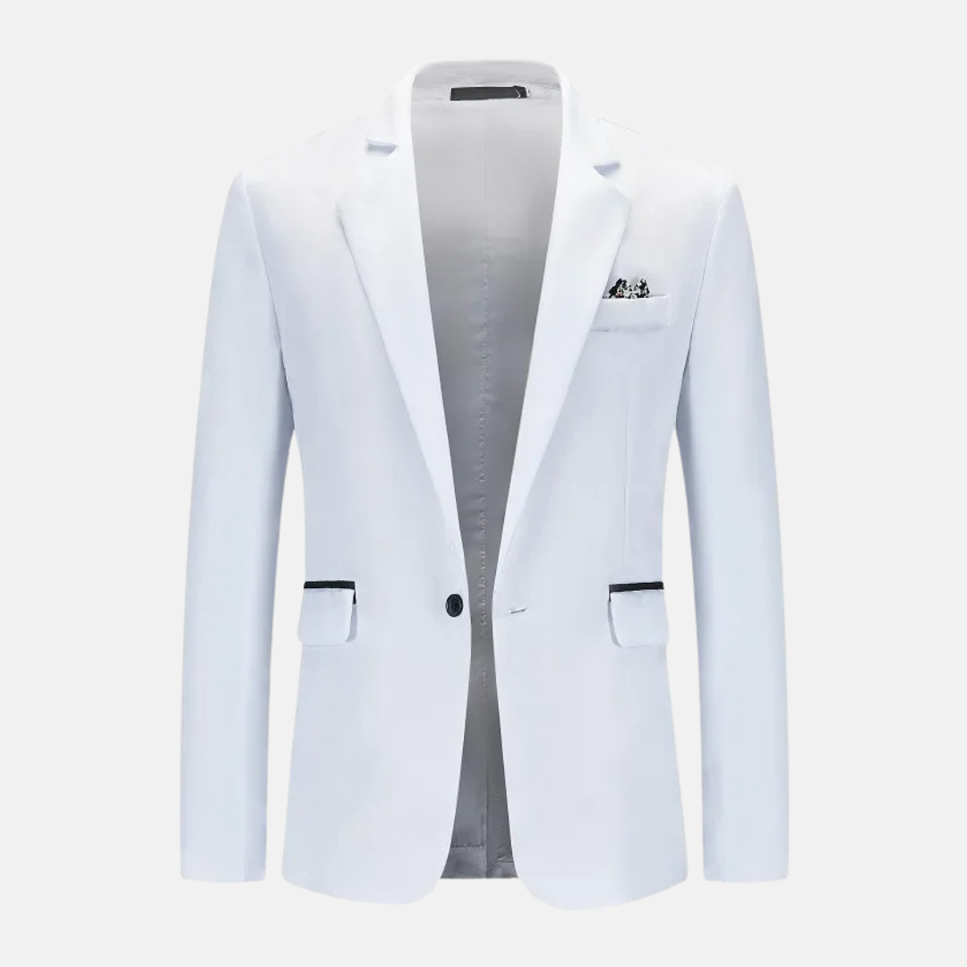 Veste Homme Blanche Élégante avec Poches et Col Montant - PanierRoyale