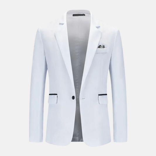 Veste Blanche Élégante avec Poches et Col Montant