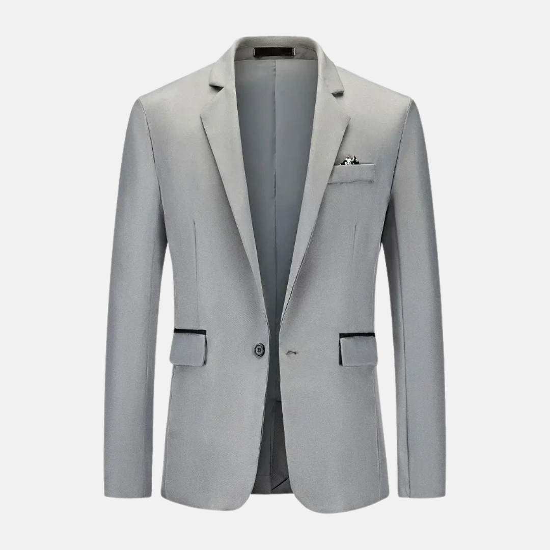 Veste Homme Blanche Élégante avec Poches et Col Montant