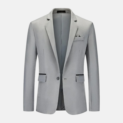 Veste Homme Blanche Élégante avec Poches et Col Montant