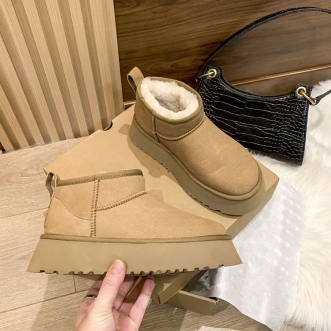 Bottes cuir femme fourrées chaudes et élégantes brun