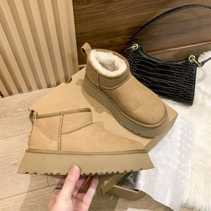 Bottes cuir femme fourrées chaudes et élégantes brun