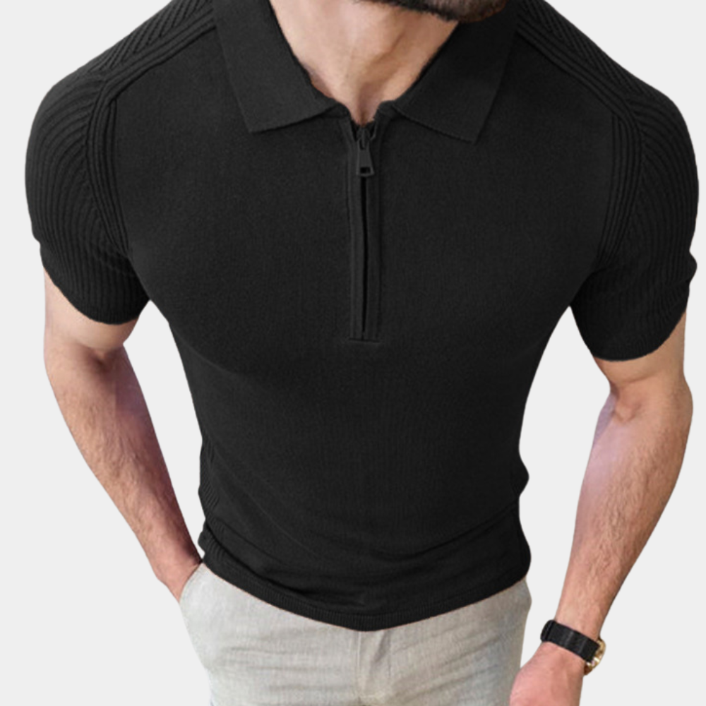 Chemise Polo Homme zippée en coton élégant - BerlinGlamour