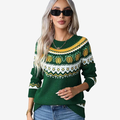 Pull Hivernal Coloré à Manches Longues Élégant