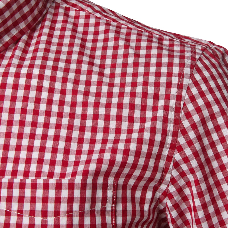 Chemise Coton Homme Manches Courtes Carreaux Décontracté