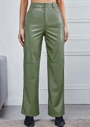 Pantalon Cuir Brun Élégant pour Femme