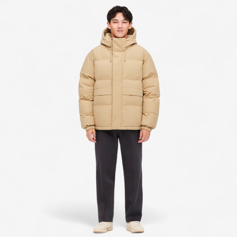 Parka Hiver Capuche avec Manches Longues et Poches