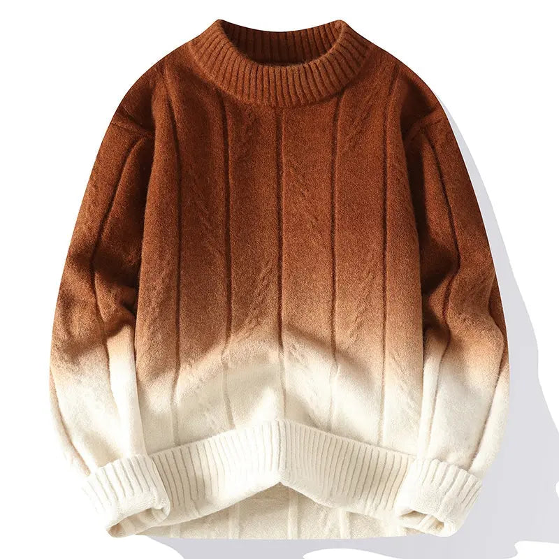 Pull Homme en Laine Mélangée Brun et Blanc - PanierRoyale