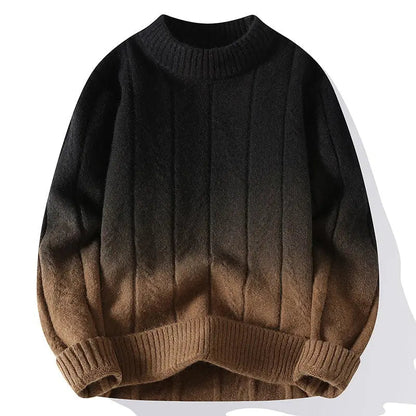 Pull Homme en Laine Mélangée Brun et Blanc